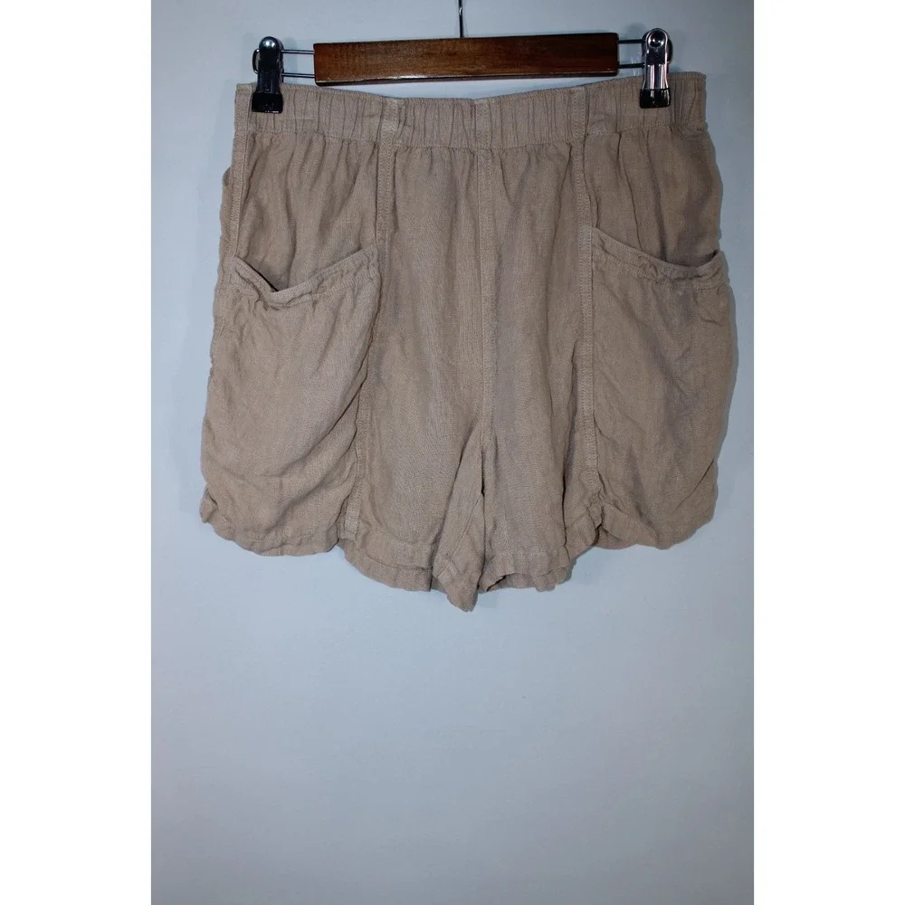 Faherty Women's Beige Linen-Blend Elastic Waist Shorts